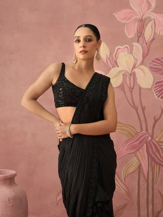 Kiara Black Draped Saree