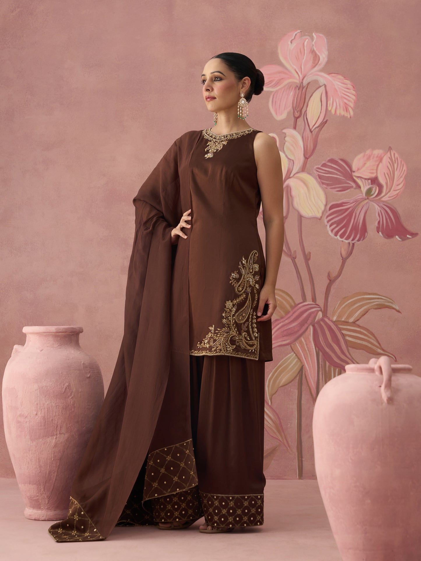 Mehrun Brown Farshi Salwar