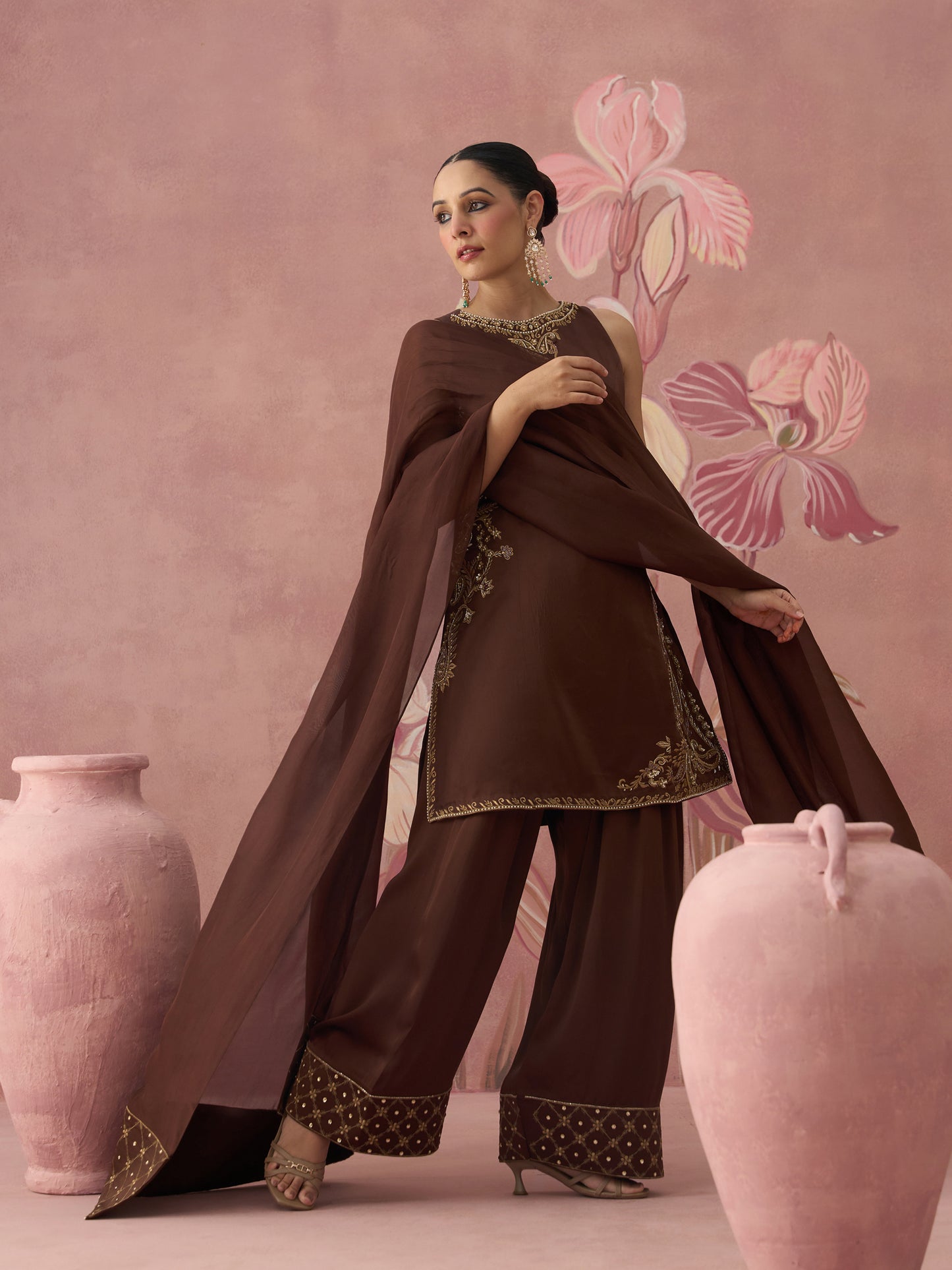 Mehrun Brown Farshi Salwar