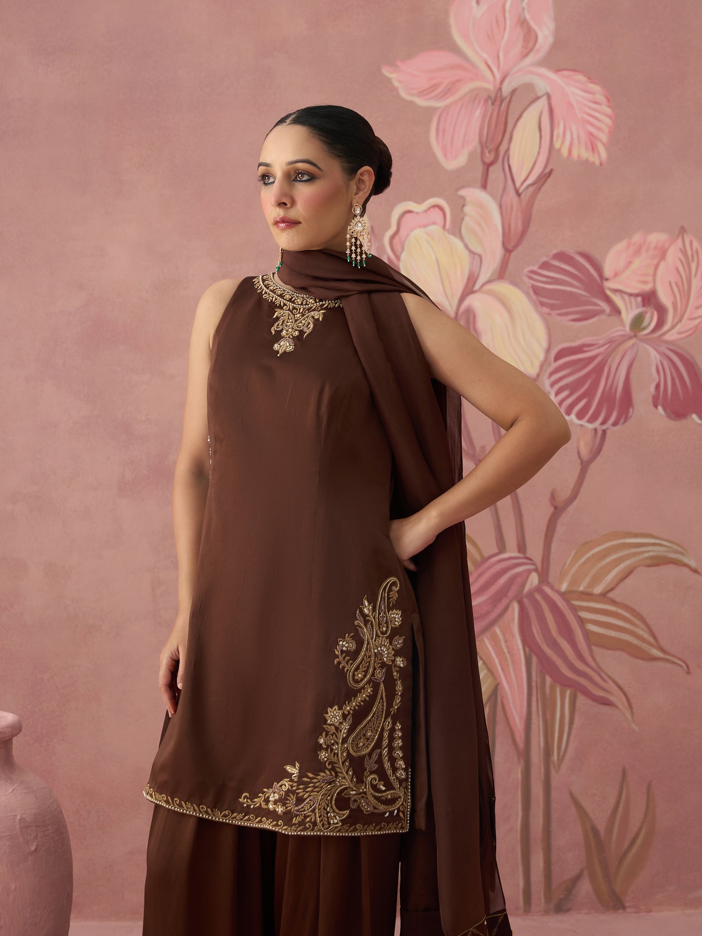 Mehrun Brown Farshi Salwar