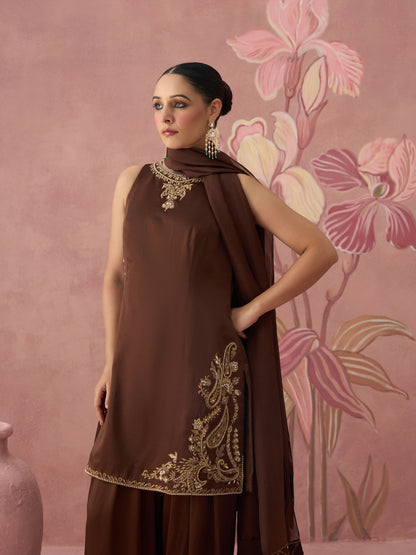 Mehrun Brown Farshi Salwar