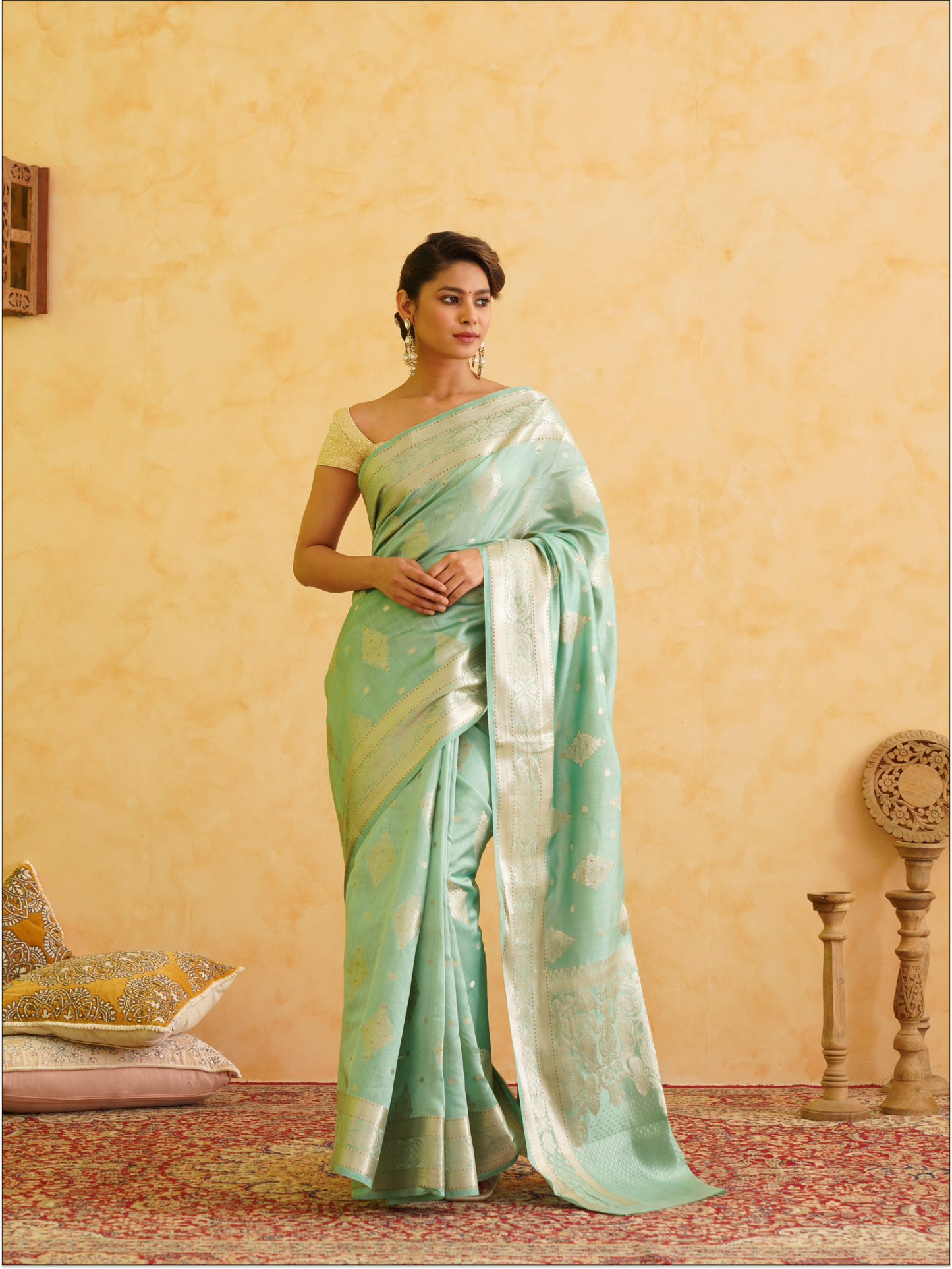 Moss green Pure Silk Handloom Banarasi Saree