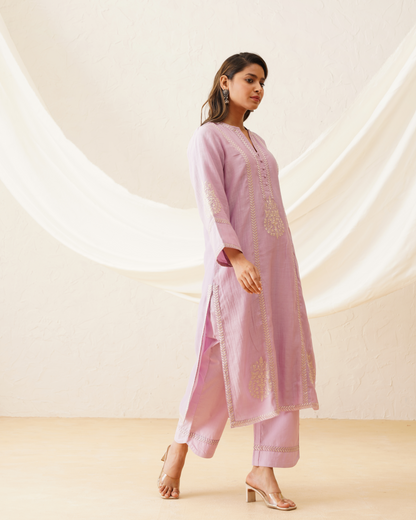 Lilac Whispering Petals Kurta Set