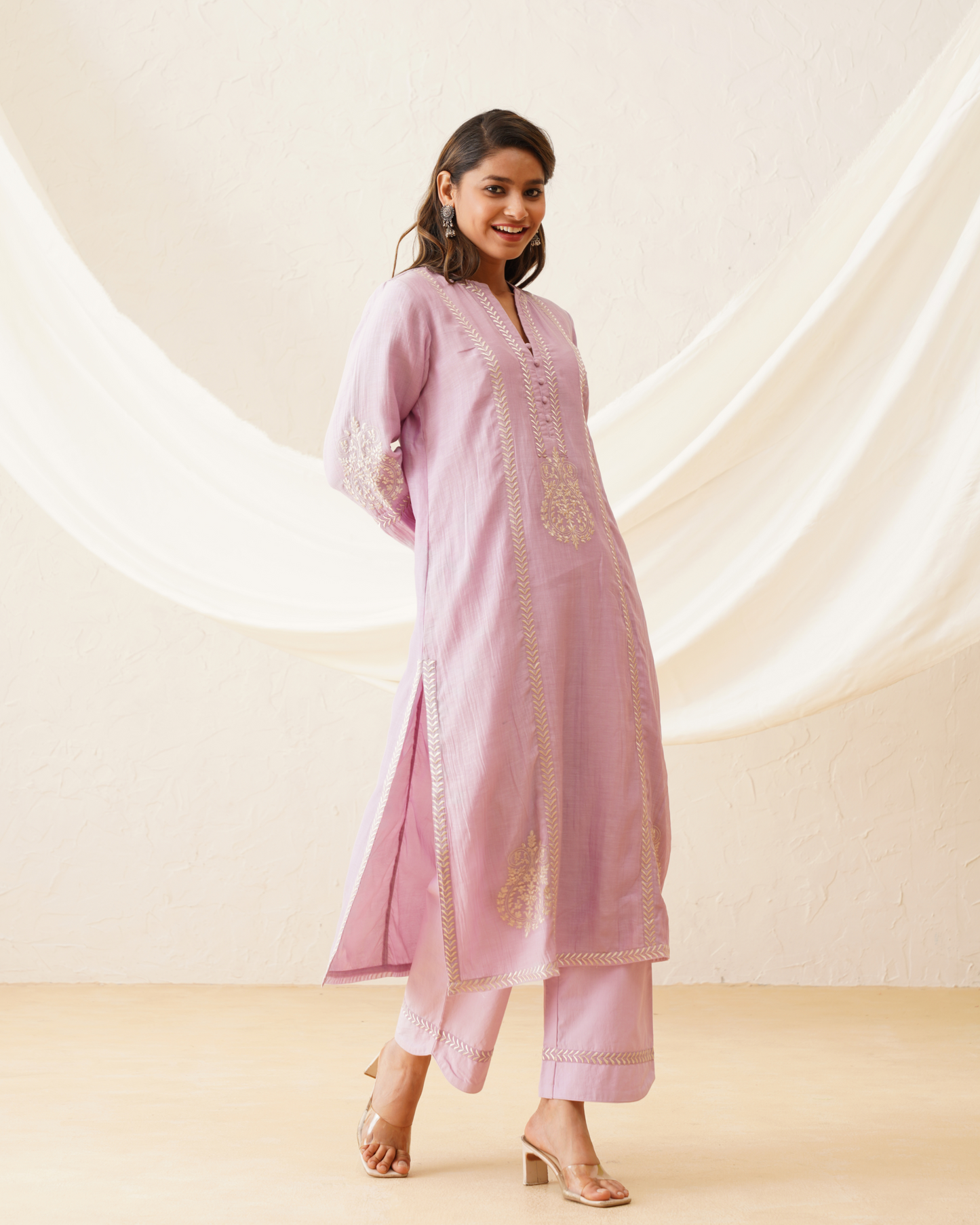 Lilac Whispering Petals Kurta Set