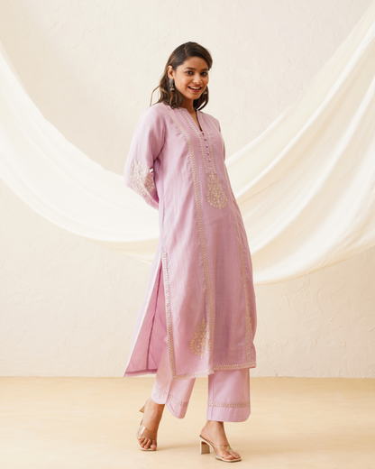 Lilac Whispering Petals Kurta Set