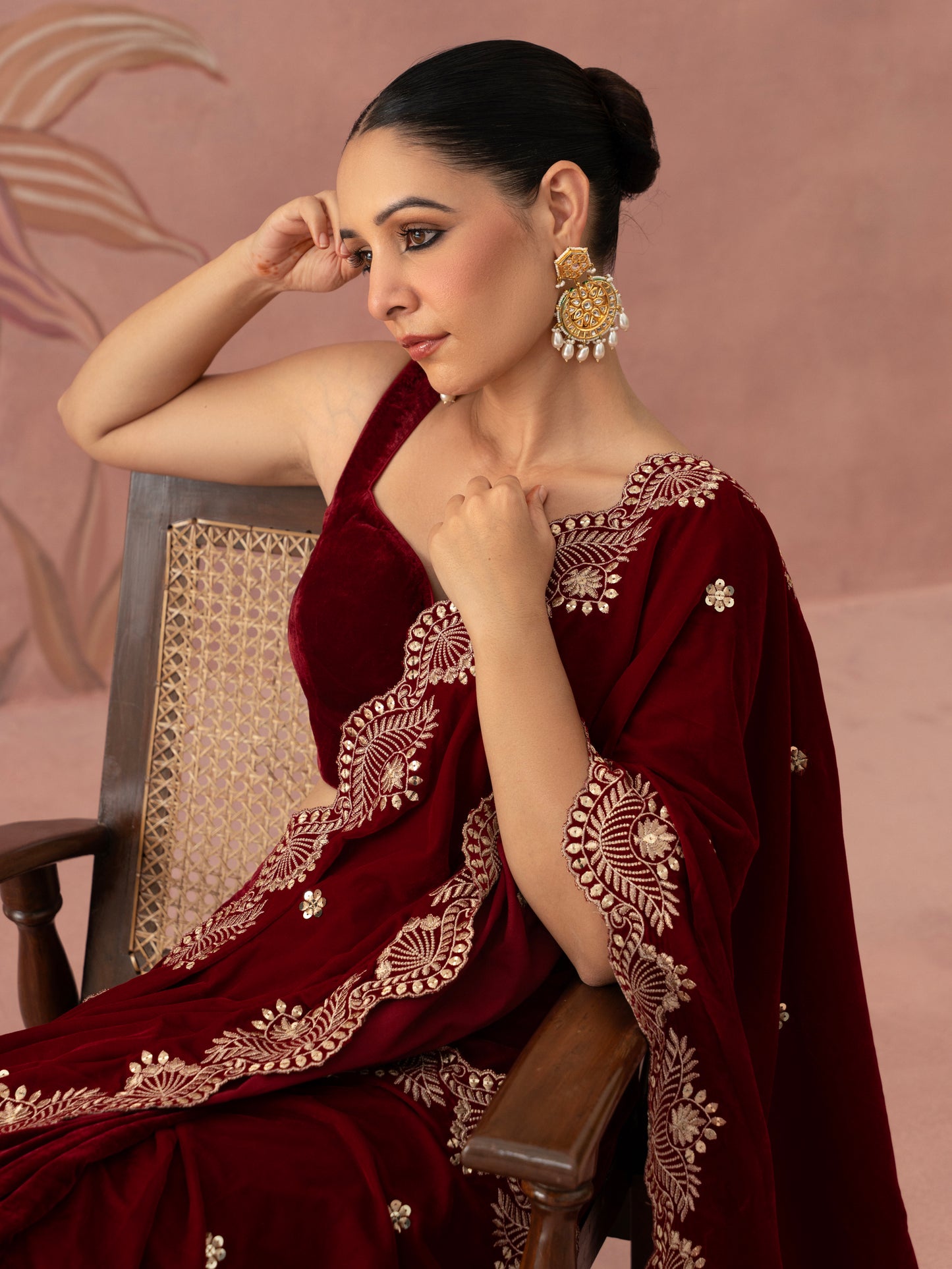 Shayra Red Velvet Saree