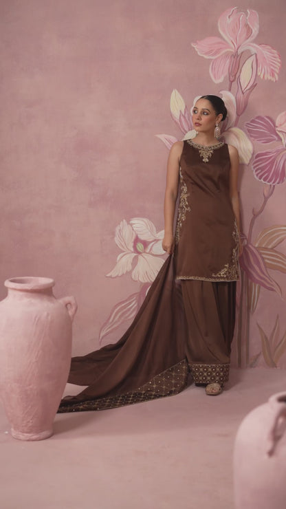 Mehrun Brown Farshi Salwar