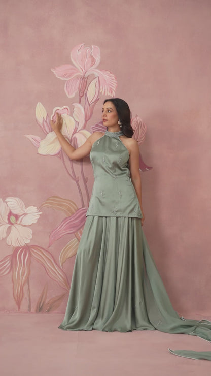 Inaara Blue Sharara Set