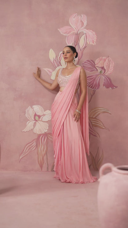 Amaira Pink Drape Saree