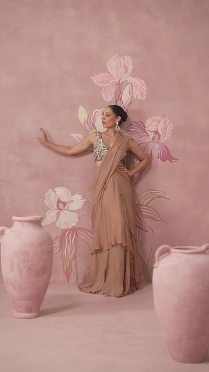 Diva Golden Draped Saree